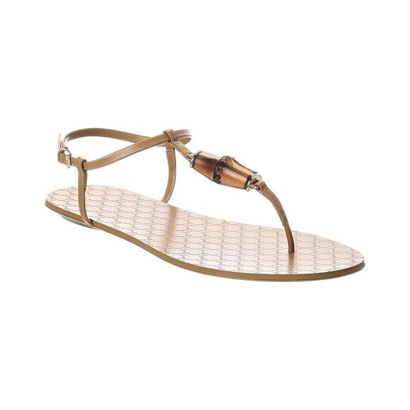 Gucci Susanna Bamboo Trim Leather Sandal Beige